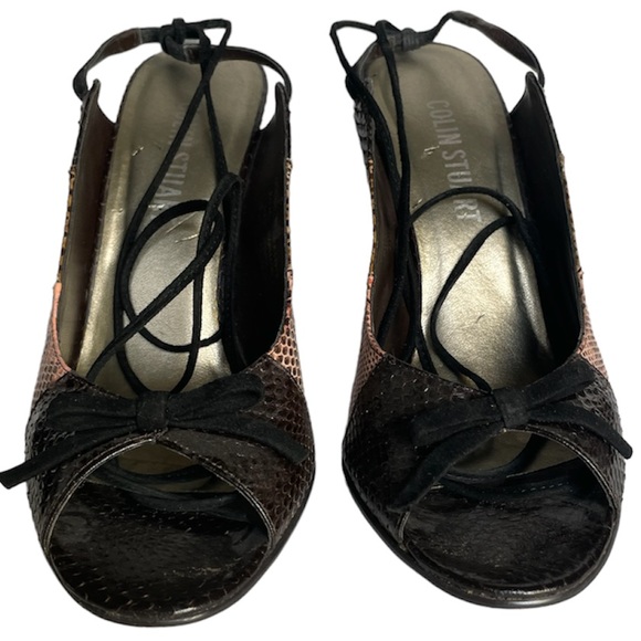 Colin Stuart Multicolored Open Toe Lace Up Snake Print Shoes - Picture 2 of 8